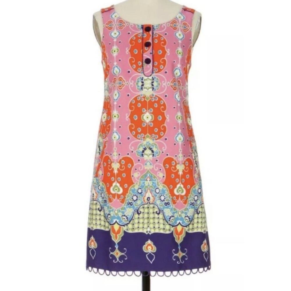 Anthropologie {Maeve} Orava Mini Shift Dress size 2 XS Retro Mod Boho